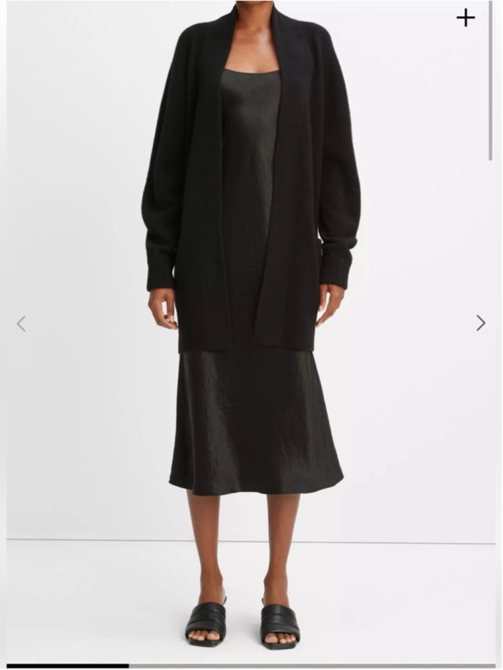 Vince Black Oversized Longline Cashmere Open Front Cardigan Sweater Medium